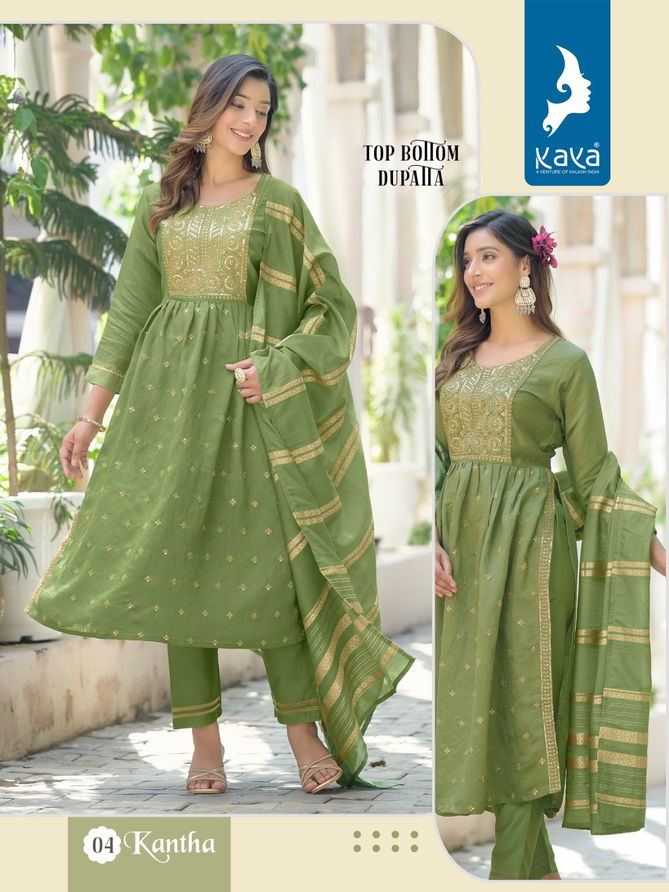 Kaya Kantha Viscose Silk Readymade Suits Catalog
